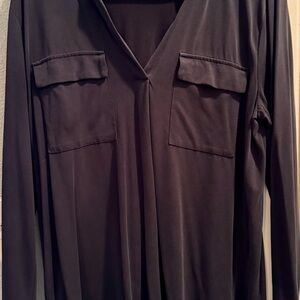 Black Long Sleeve V-Neck Blouse